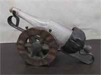 Wood/Metal Cannon Bottle Holder w/Purpling C