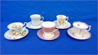 (5) Cups & Saucers, Royal Albert, Royal Grafton &