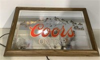 * Coors lighted mirror sign  Working  24x17