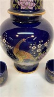 Peacock decanter with saki glasses