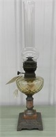 French Oil Lamp, 20in Ideal Brenner. 23 in tall.