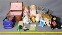 Doll and Tea Set, Balls, Stuffed Animals and More