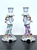 Dresden Porcelain Candleholder Pair
