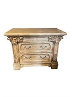 Ornate All-Wood Side 2 Drawer Dresser