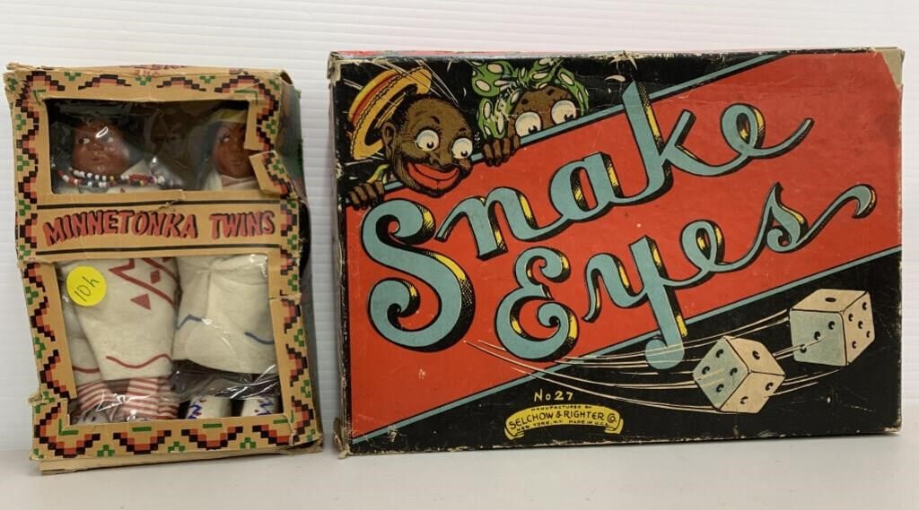 Snake Eyes board game and Minnetonka Twins doll