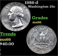 1986-d Washington Quarter 25c Grades GEM+ Unc