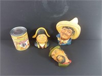 3 visages figurines mexicaines Bossons Angleterre