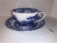 2 PC SPODE BLUE ROOM PORCELAIN JUMBO CUP AND