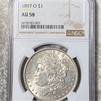 1897-O Morgan Silver Dollar NGC - AU58