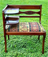 VTG WOODEN TELEPHONE TABLE w/ SEAT