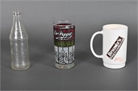 Vtg Dr. Pepper Bottle, King of Beverage Glass, Mug