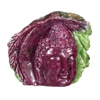 Natural Handcarved Unheated Ruby Gautama Buddha