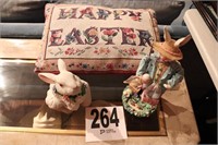 Easter Pillow And (2) Easter Themed Figures (Rm