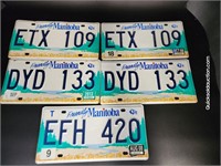 5 Manitoba License Plates