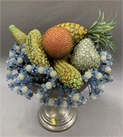 Beaded Pin and Sequin Fruit Compote Centerpiece
