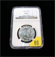 1961-D Franklin half dollar, NGC slab certified