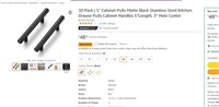 30 Pack | 5'' Cabinet Pulls Matte Black Stainless