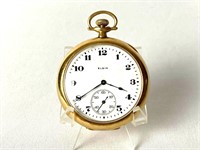 Antique 1925 Elgin 17J 12S 14K Gold Case Open Face