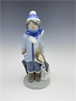 Lladro Boy with Dog Winter Signed 5220