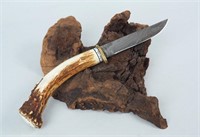 Savage Damascus Steel Knife w/Antler Handle