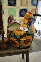 PAINTED POTTERY CHICKEN PLANTER