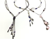 3 Sterling w/Gem & Semi Precious Stone Necklaces