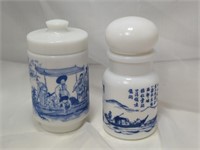 Vintage Set of Belgium Milk Glass Apothecary Jars