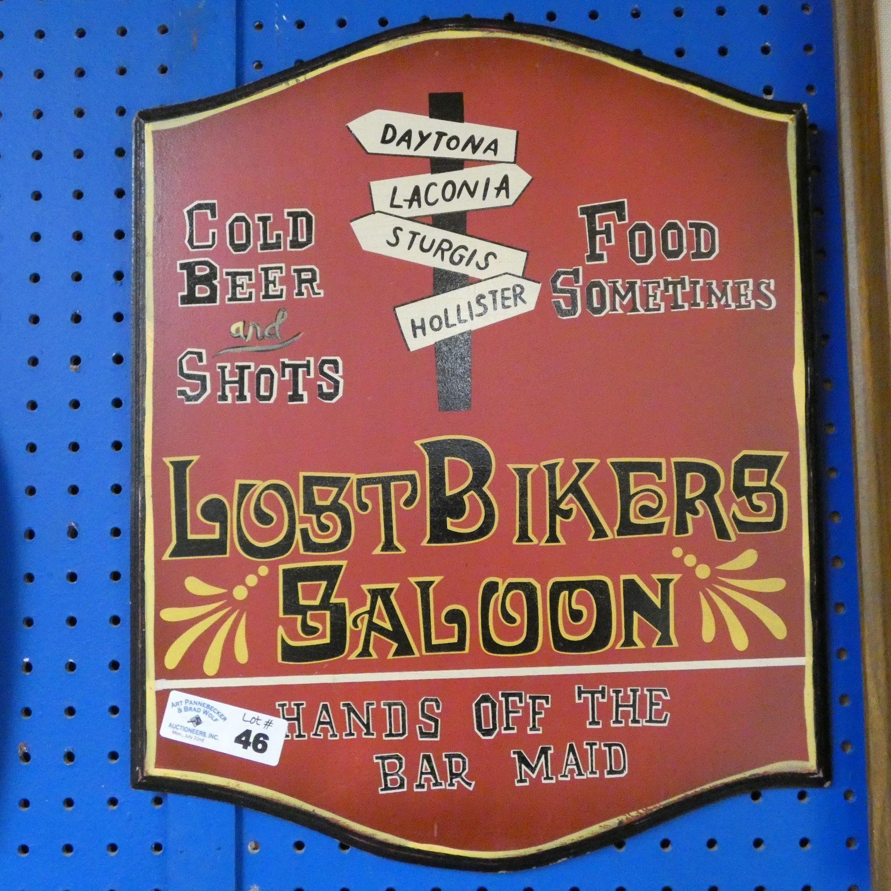 Lost Bikers Saloon Wooden Sign