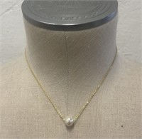 Gold Over Silver Floating Pearl Necklace