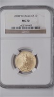 2008-W $10 Gold Eagle NGC MS70