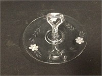 Etched Glass Center Handle Serving Tray