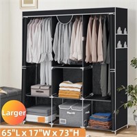 WF9650  HONEIER Closet Wardrobe, 65"Lx73"H, Black