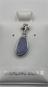 Checkerboard Opal Double Sterling Pendant
