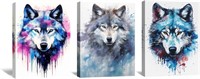 3 Piece Wolf Canvas Wall Art