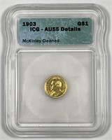 1903 McKinley Gold $1 Commem. ICG AU55 details