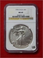 1996 American Eagle NGC MS69 1 Ounce Silver