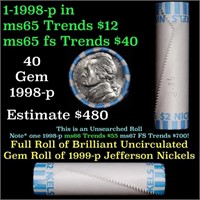 Shotgun Jefferson 5c roll, 2005-p 40 pcs Nickel Wr