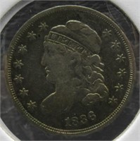 1836 Liberty Bust 5 Cent Silver Piece.