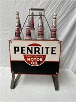 Rare original Penrite oil bottle rack complete