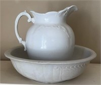 Antique Ironstone Water Pitcher and Wash Basin