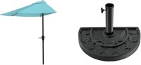 9-Foot Half Patio Umbrella – Easy Crank Semicircl