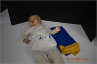 Antique Doll (With Damage) & Blanket