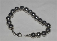 Sterling Silver Bead Bracelet  Marked Italy