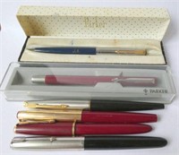 Six vintage Parker fountain pens