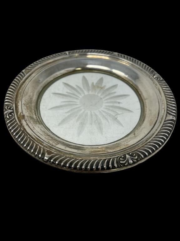 Frank whiting Sterling plate with glass insert