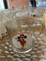 Disney Mickey Mouse Club 1955 Glass Mug, Divided