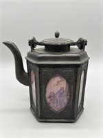 Antique Chinese Shantou Metal Teapot w/ Glass