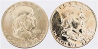 Coin (2) 1955-P Franklin Silver Half-Dollars GemBU