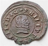 Spain 1663 Philip IV 16 Maravedis coin 26mm