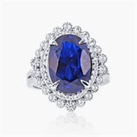 14K WHITE GOLD 5.00CT SAPPHIRE 2.00CT DIAMOND RING